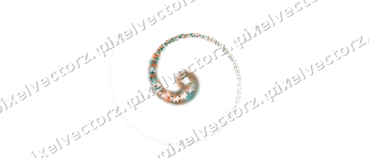 Nahtlose Glitzerspirale in Orange und Petrol auf transparentem Grund