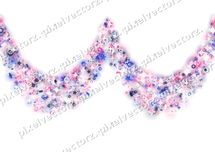 Nahtlose Glitzergirlande aus Blüten und Ringen auf transparentem Grund