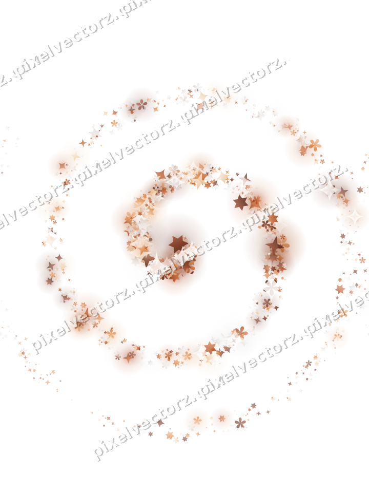Nahtlose Glitzerspirale aus Sternen und Funken auf transparentem Grund