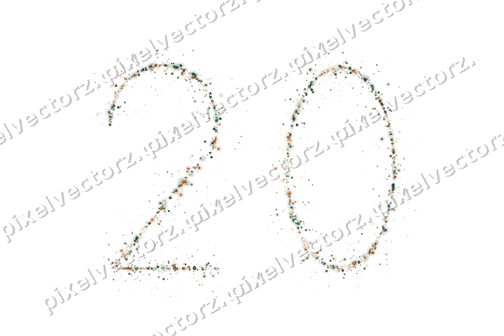 Nahtlose Glitzerzahl 20 aus Herzen auf transparentem Grund