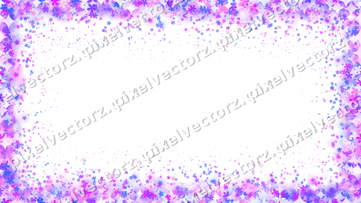 Nahtlose Glitzervignette aus Blüten in Violett auf transparentem Grund
