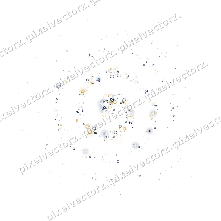 Nahtlose Glitzerspirale aus Tropfen und Ringen auf transparentem Grund