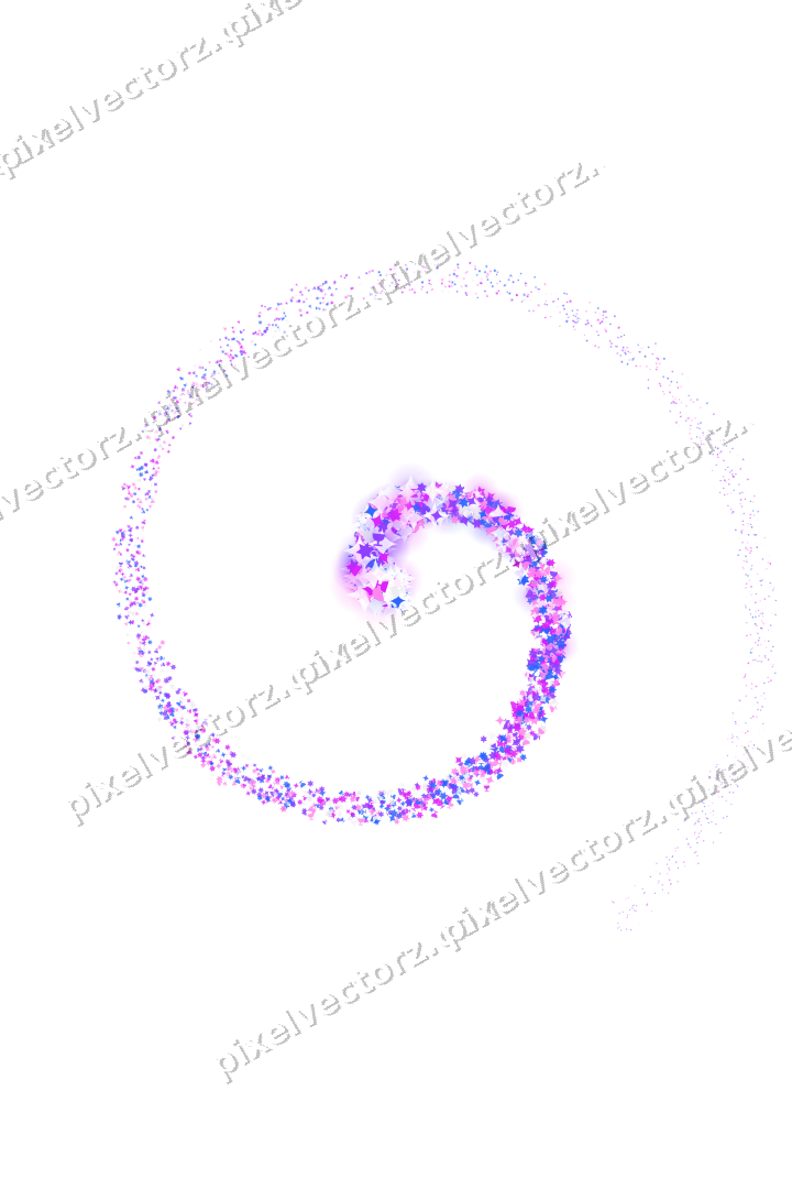 Nahtlose Glitzerspirale aus Sternen und Funken auf transparentem Grund