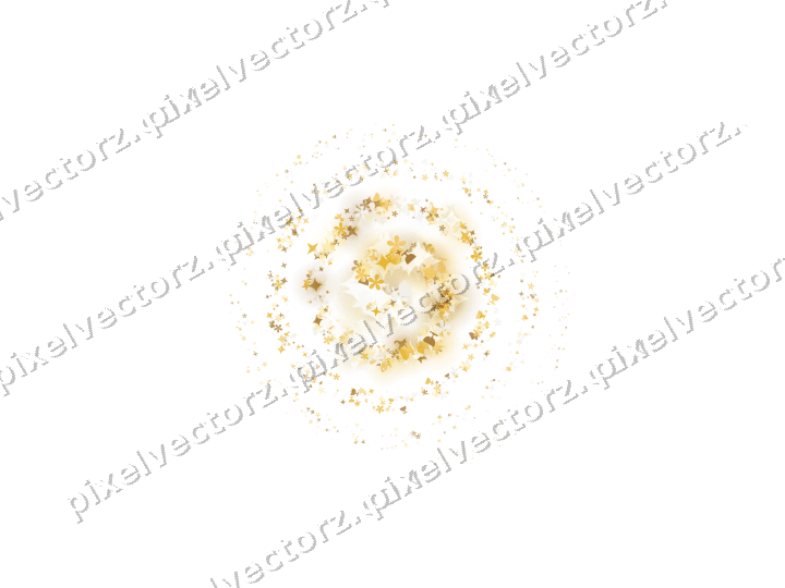 Nahtlose Glitzerspirale aus Sternen und Funken auf transparentem Grund