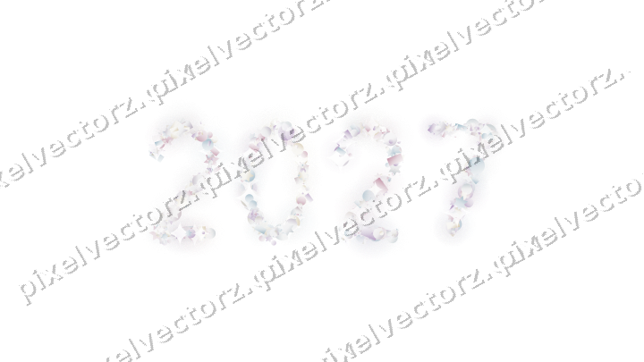 Nahtlose Glitzerzahl 2027 in Blassrosa auf transparentem Grund