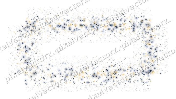 Nahtloser Glitzerrahmen aus Sternen und Blüten auf transparentem Grund