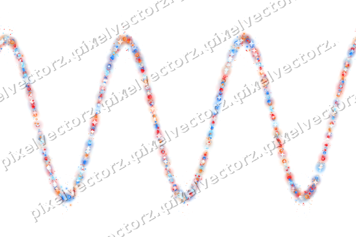 Nahtlose Glitzerwelle aus Sternen und Herzen auf transparentem Grund