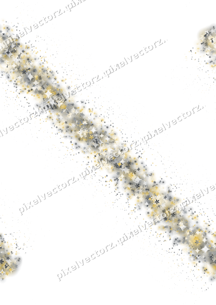 Nahtloses Glitzerband aus Funken und Blüten auf transparentem Grund