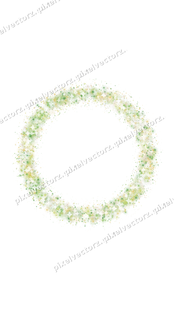 Nahtloser Glitzerkranz aus Funken und Blüten auf transparentem Grund