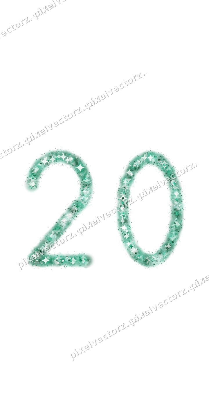 Nahtlose Glitzerzahl 20 auf transparentem Grund