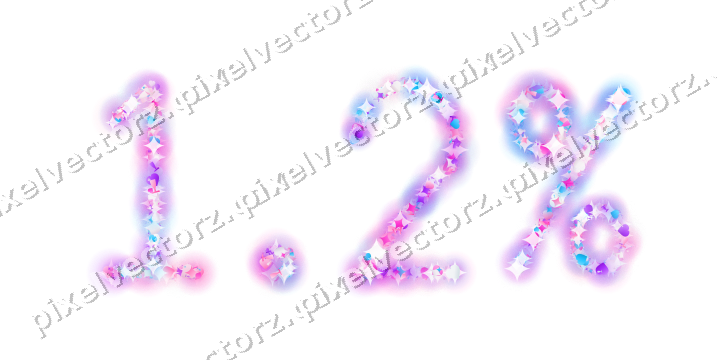 Nahtlose Glitzerzahl 1.2% in Magenta auf transparentem Grund