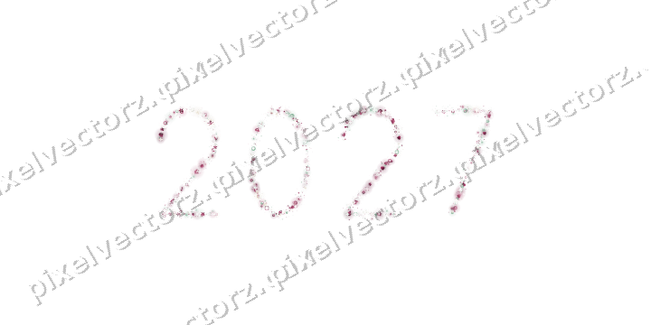 Nahtlose Glitzerzahl 2027 in Dunkelrosa auf transparentem Grund