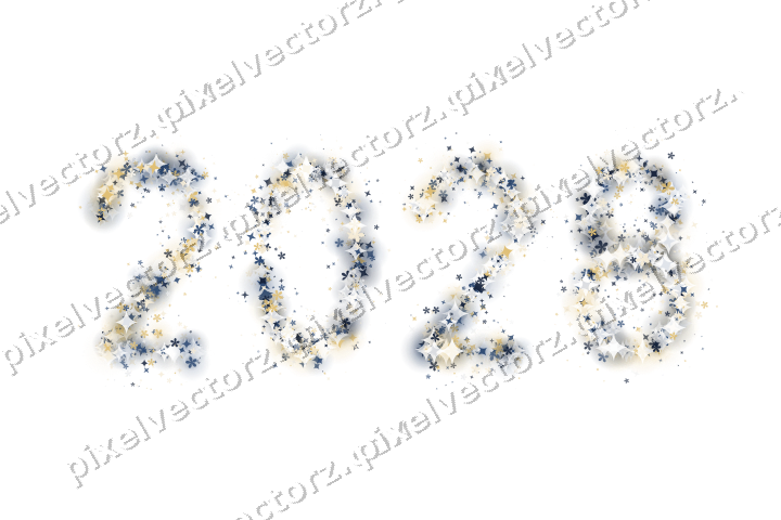 Nahtlose Glitzerzahl 2028 in Dunkelblau auf transparentem Grund