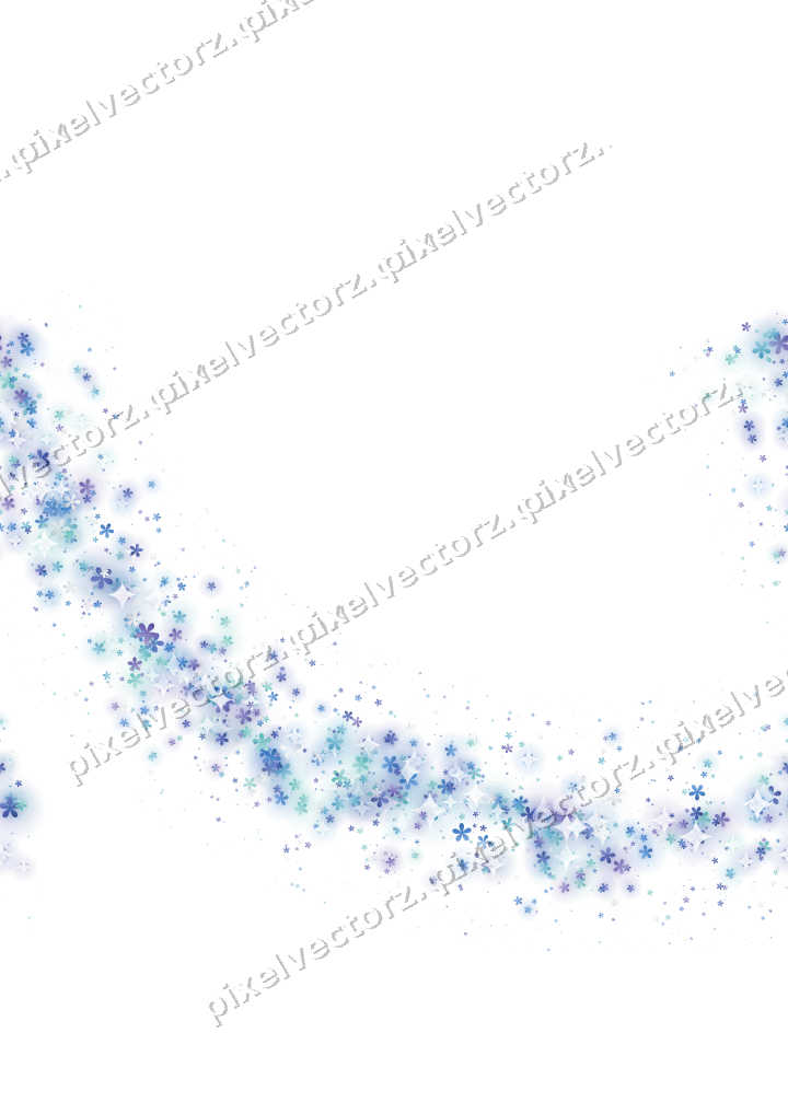 Nahtloser Glitzerbogen aus Blüten in Blau auf transparentem Grund