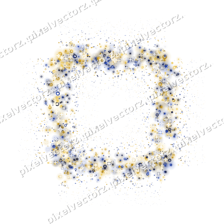 Nahtloser Glitzerrahmen aus Sternen und Ringen auf transparentem Grund