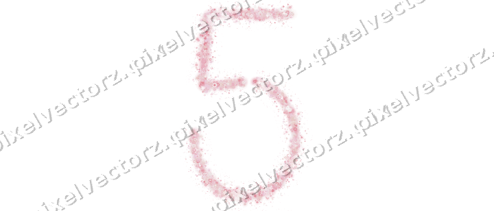 Nahtlose Glitzerzahl 5 aus Herzen und Ringen auf transparentem Grund