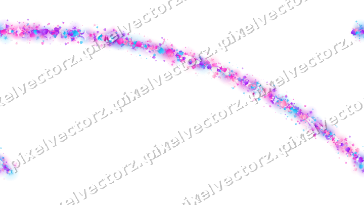 Nahtloser Glitzerbogen aus Sternen und Herzen auf transparentem Grund