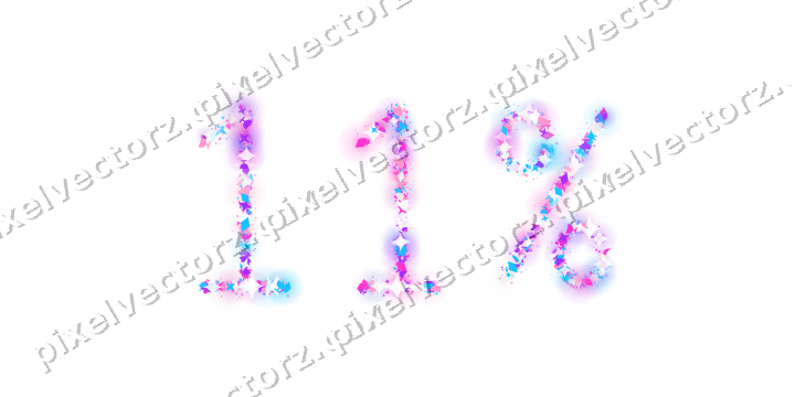 Nahtlose Glitzerzahl 11% in Magenta auf transparentem Grund