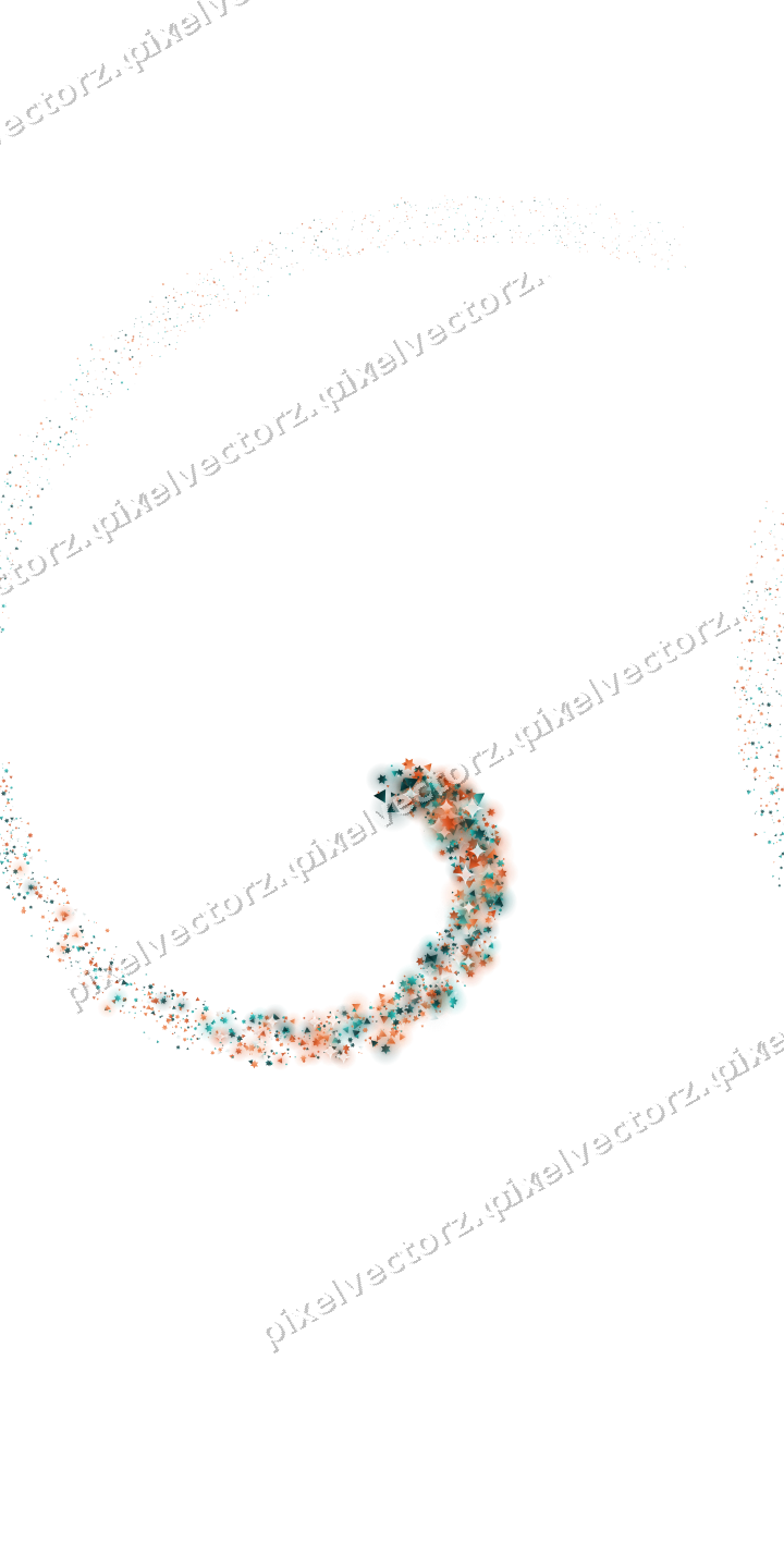 Nahtlose Glitzerspirale in Orange und Petrol auf transparentem Grund
