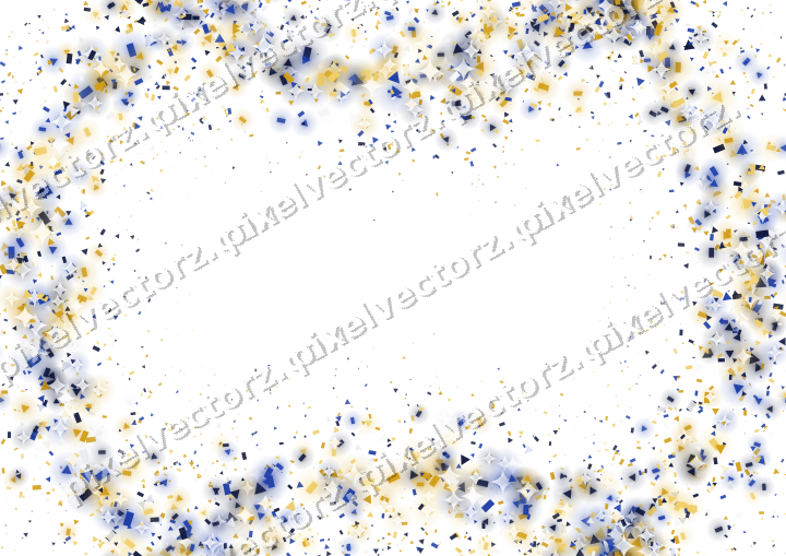 Nahtloser Glitzerkranz in Bernstein und Blau auf transparentem Grund