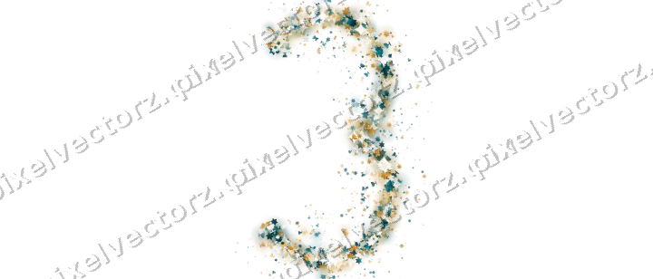 Nahtlose Glitzerzahl 3 in Bernstein auf transparentem Grund