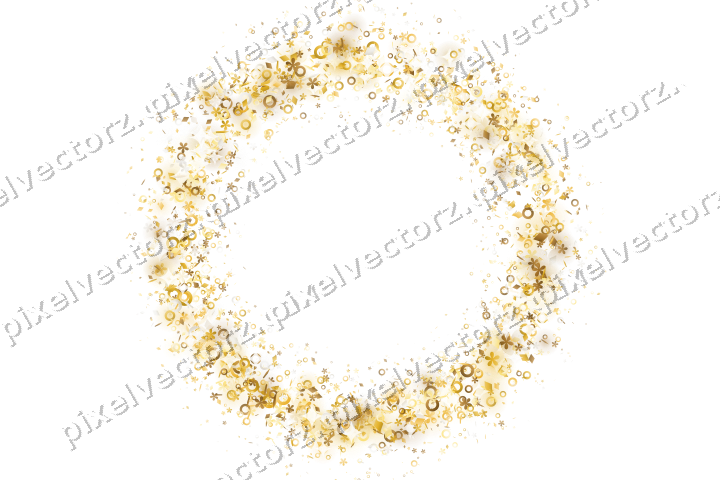 Nahtloser Glitzerkranz aus Blüten und Ringen auf transparentem Grund