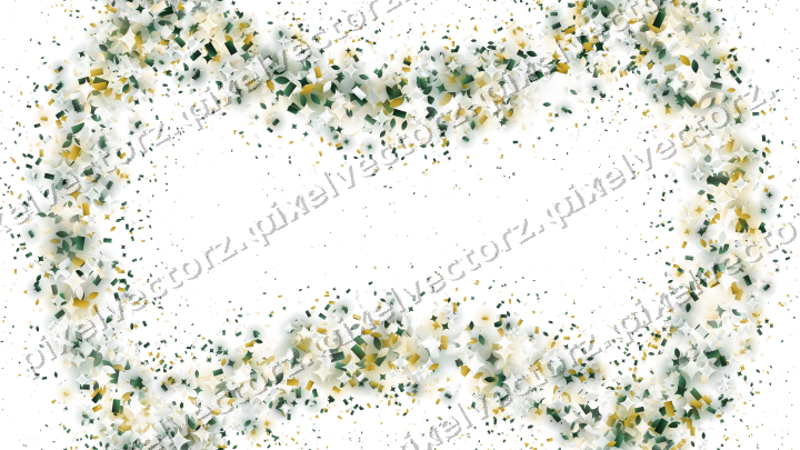 Nahtloser Glitzerkranz aus Funken und Tropfen auf transparentem Grund