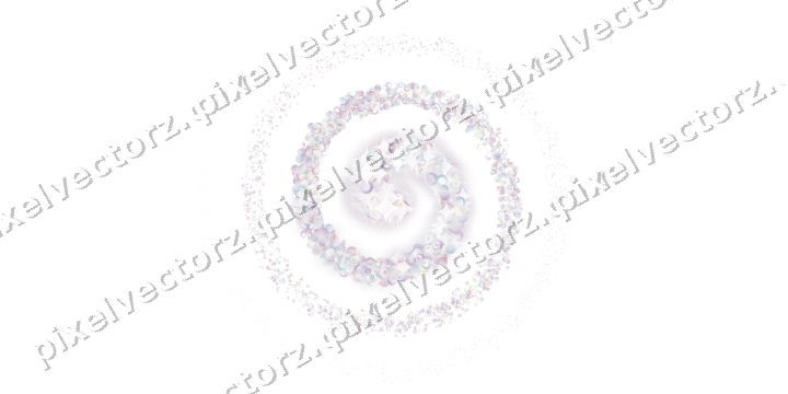 Nahtlose Glitzerspirale aus Punkten und Ringen auf transparentem Grund