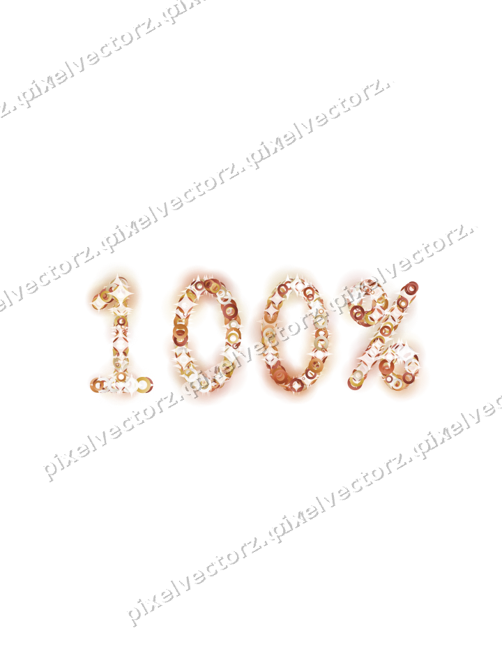 Nahtlose Glitzerzahl 100% aus Ringen in Orange auf transparentem Grund