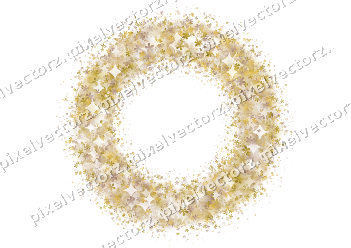 Nahtloser Glitzerkranz aus Blüten in Bernstein auf transparentem Grund
