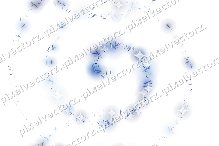 Nahtlose Glitzerspirale aus Splittern in Blau auf transparentem Grund