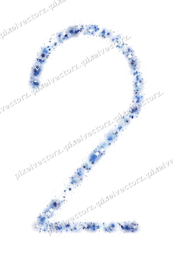 Nahtlose Glitzerzahl 2 aus Blüten und Rauten auf transparentem Grund