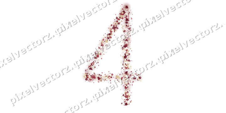 Nahtlose Glitzerzahl 4 aus Herzen auf transparentem Grund