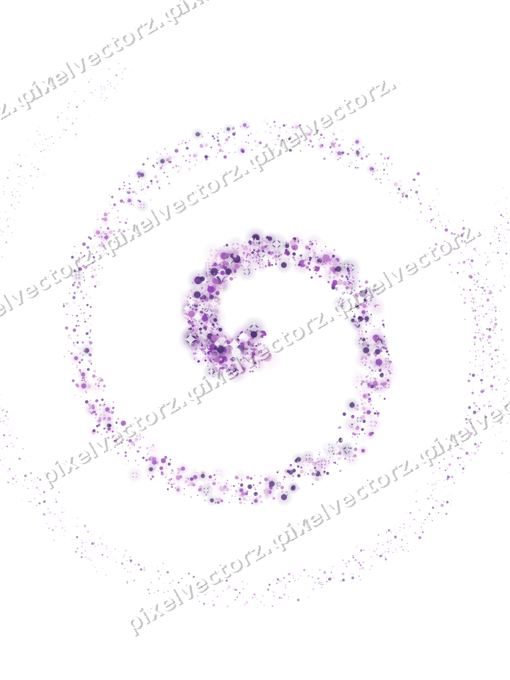 Nahtlose Glitzerspirale aus Punkten in Violett auf transparentem Grund