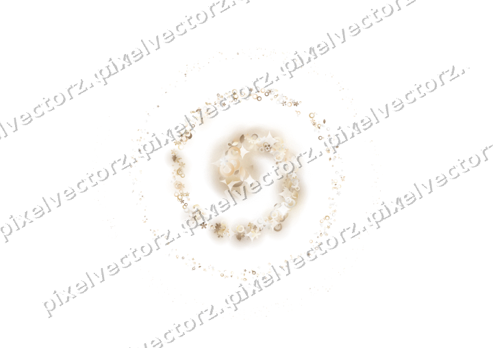 Nahtlose Glitzerspirale aus Blüten und Tropfen auf transparentem Grund