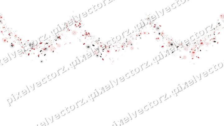 Nahtlose Glitzergirlande aus Konfetti in Rot auf transparentem Grund