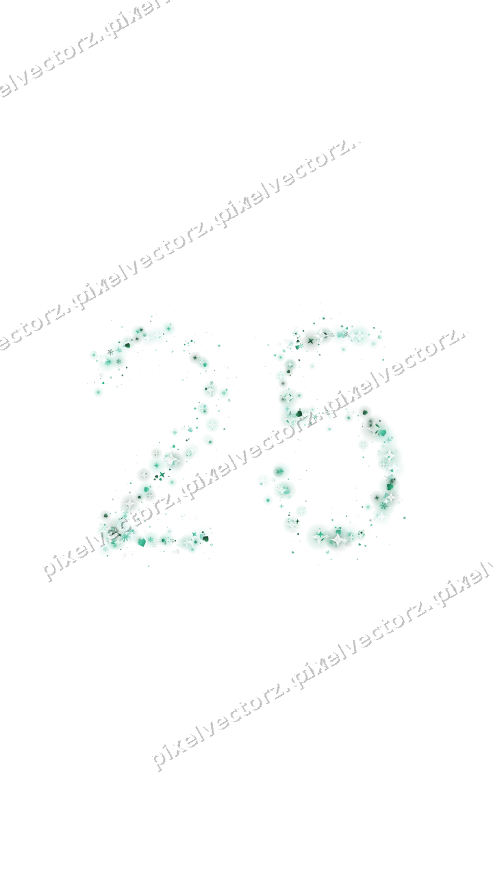 Nahtlose Glitzerzahl 25 auf transparentem Grund