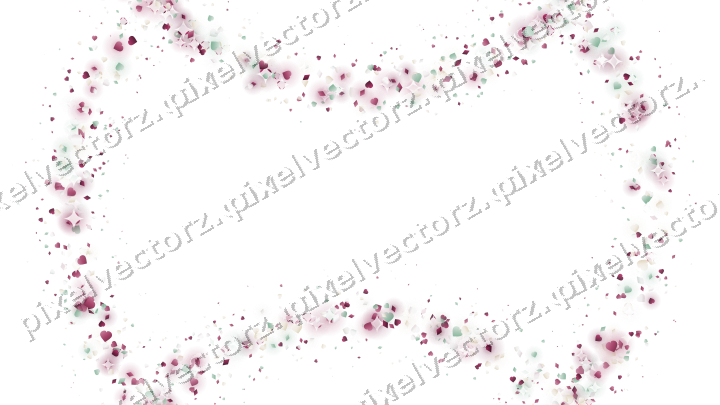 Nahtloser Glitzerkranz aus Herzen und Rauten auf transparentem Grund