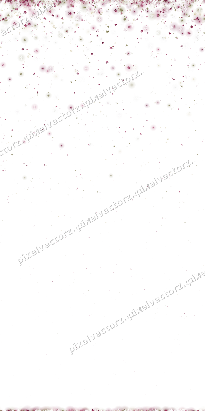 Nahtloser Glitzerregen aus Funken und Blüten auf transparentem Grund