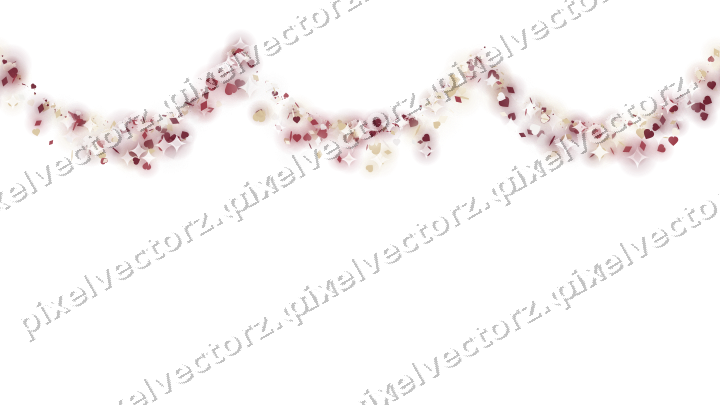 Nahtlose Glitzergirlande aus Herzen und Rauten auf transparentem Grund