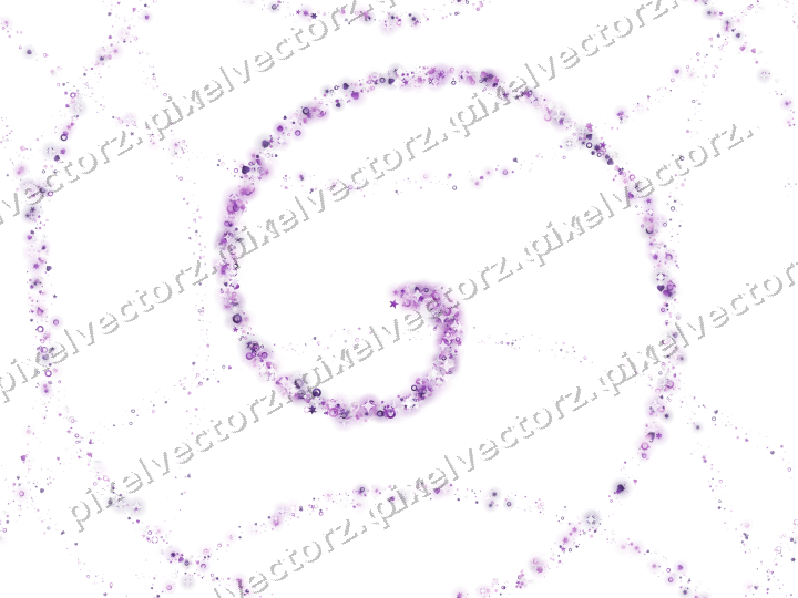 Nahtlose Glitzerspirale aus Sternen und Herzen auf transparentem Grund