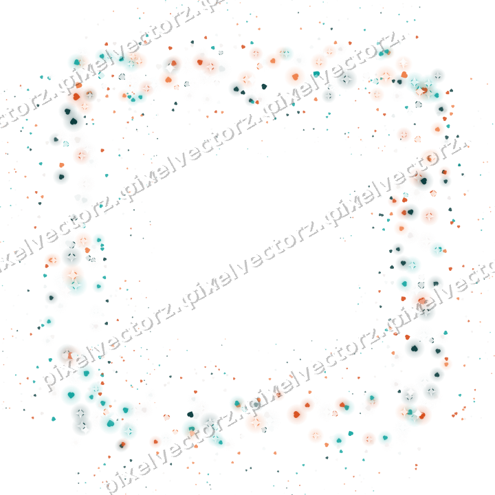 Nahtloser Glitzerrahmen aus Herzen in Orange auf transparentem Grund