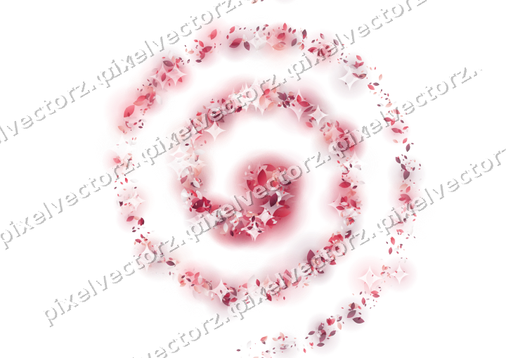 Nahtlose Glitzerspirale aus Tropfen in Rosa auf transparentem Grund