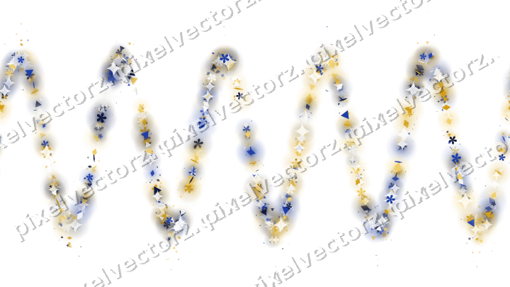 Nahtlose Glitzerwelle aus Blüten und Rauten auf transparentem Grund