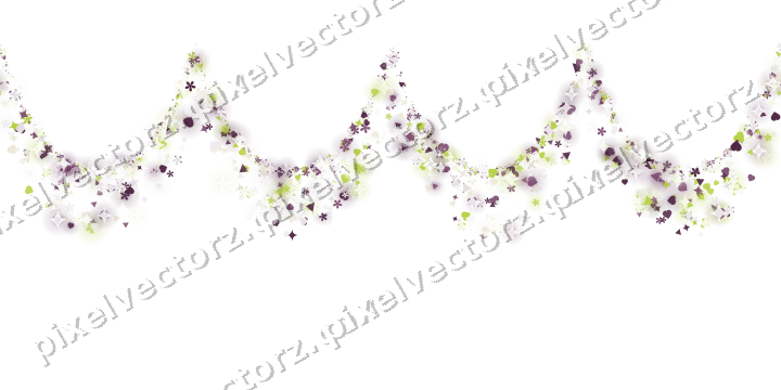 Nahtlose Glitzergirlande aus Funken und Herzen auf transparentem Grund