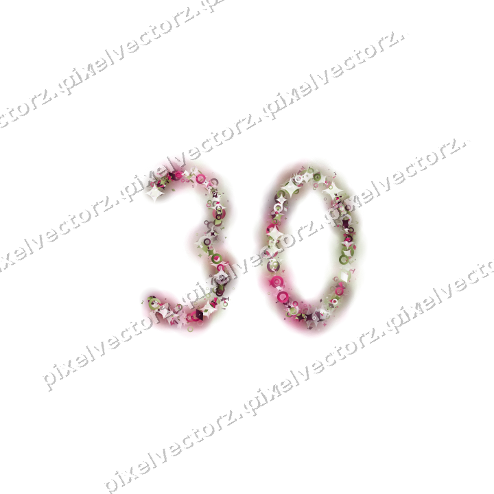 Nahtlose Glitzerzahl 30 in Limette und Rosa auf transparentem Grund