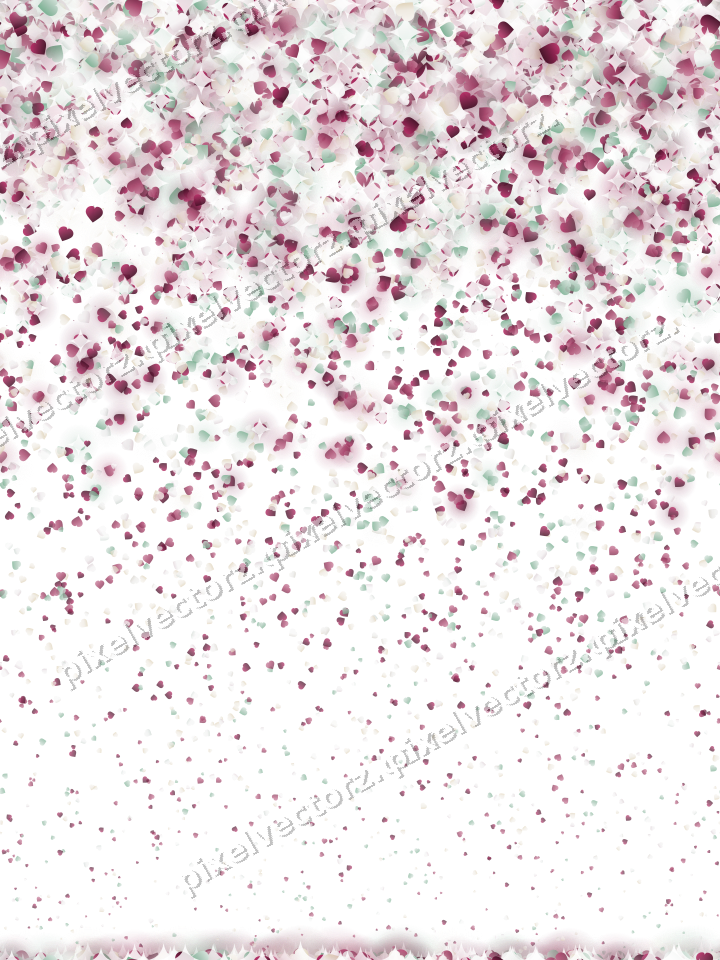 Nahtloser Glitzerregen aus Herzen auf transparentem Grund