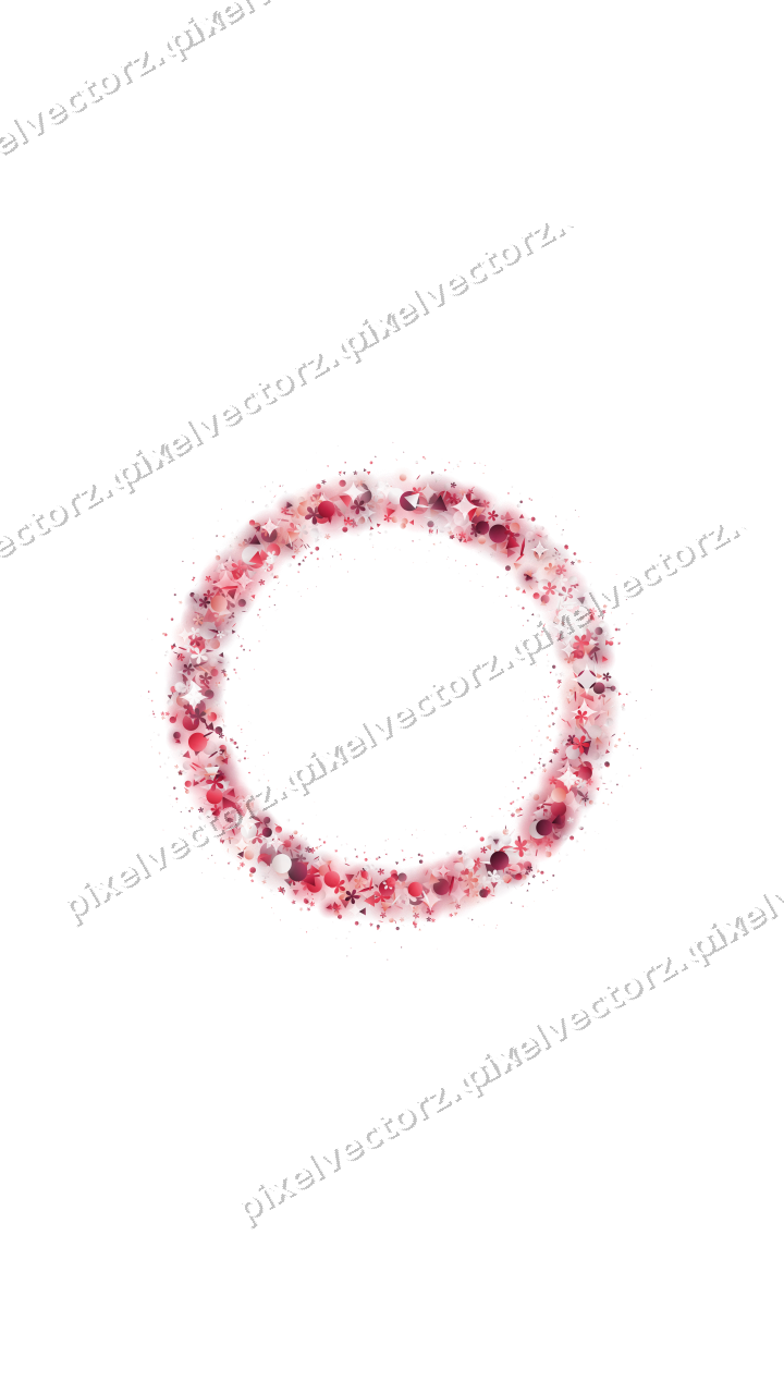 Nahtloser Glitzerkranz aus Blüten und Punkten auf transparentem Grund