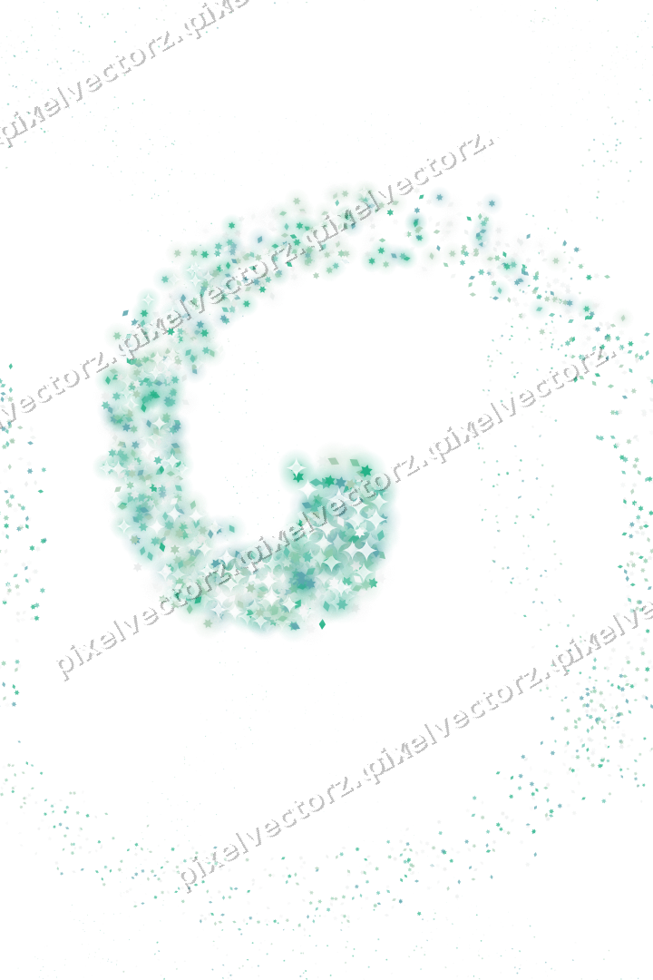 Nahtlose Glitzerspirale aus Sternen und Rauten auf transparentem Grund