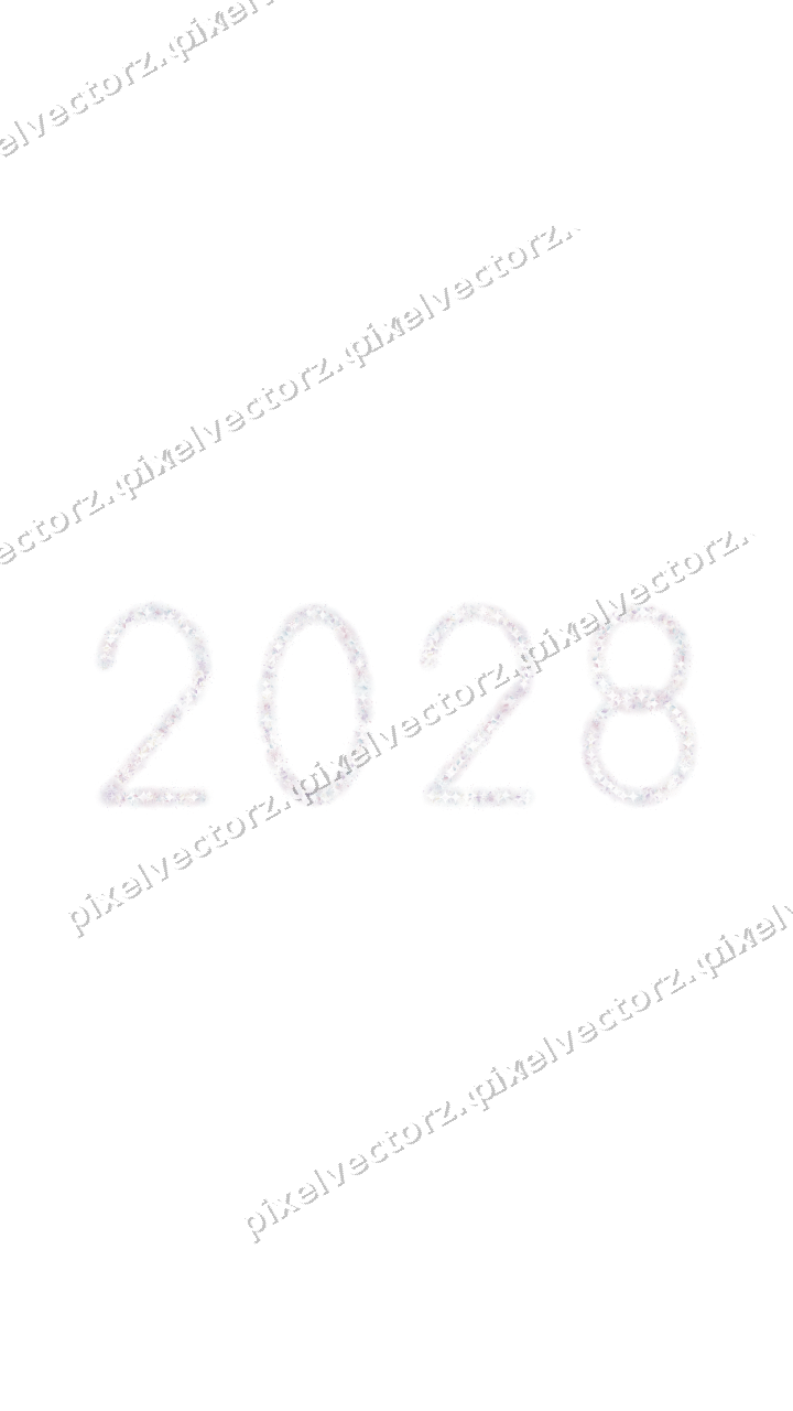 Nahtlose Glitzerzahl 2028 in Blassrosa auf transparentem Grund